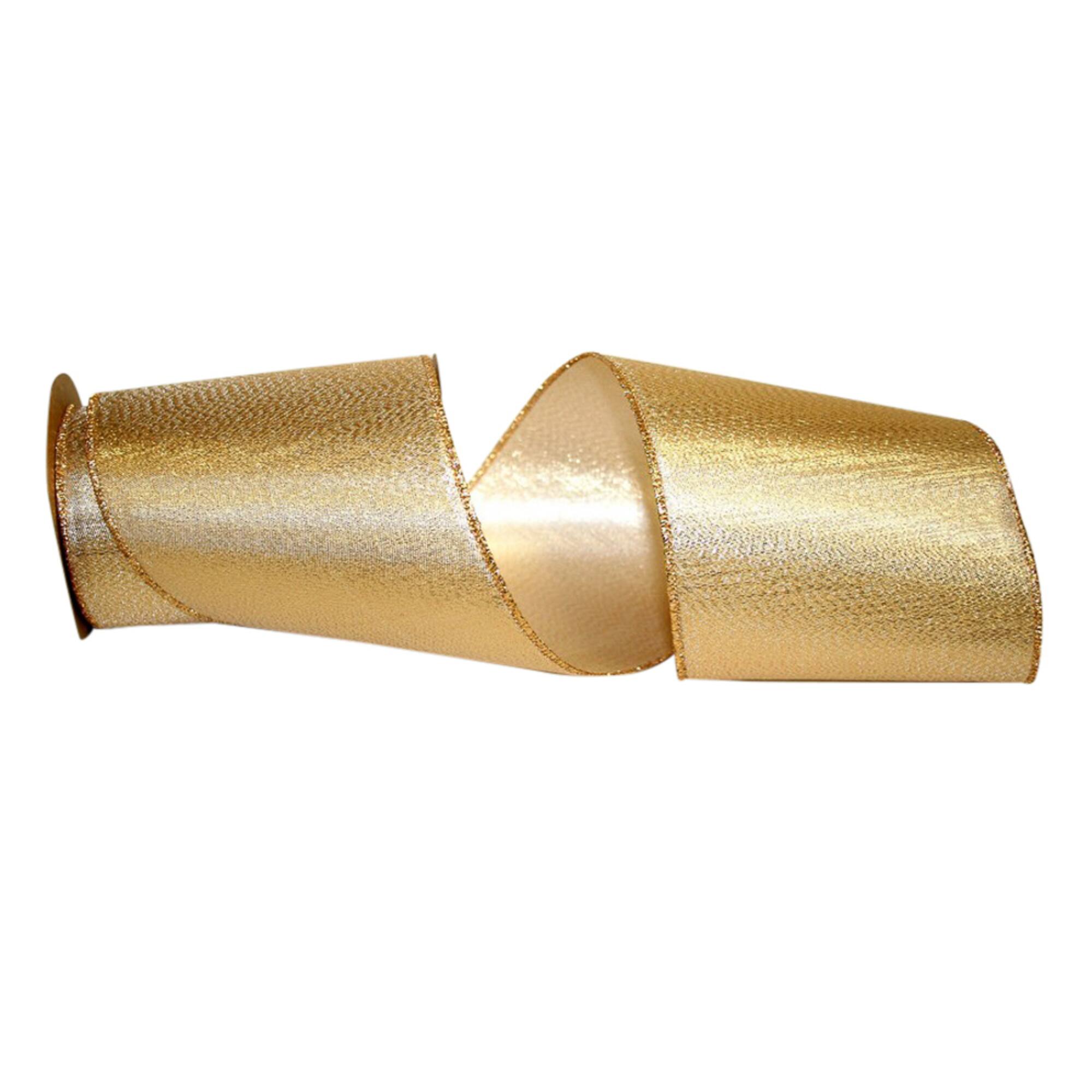 JAM Paper 4" x 10yd. Gold Lame Wired Edge Ribbon